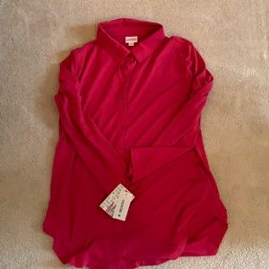 Medium Lularoe Hot Pink Valentina Shirt Medium long sleeve button down